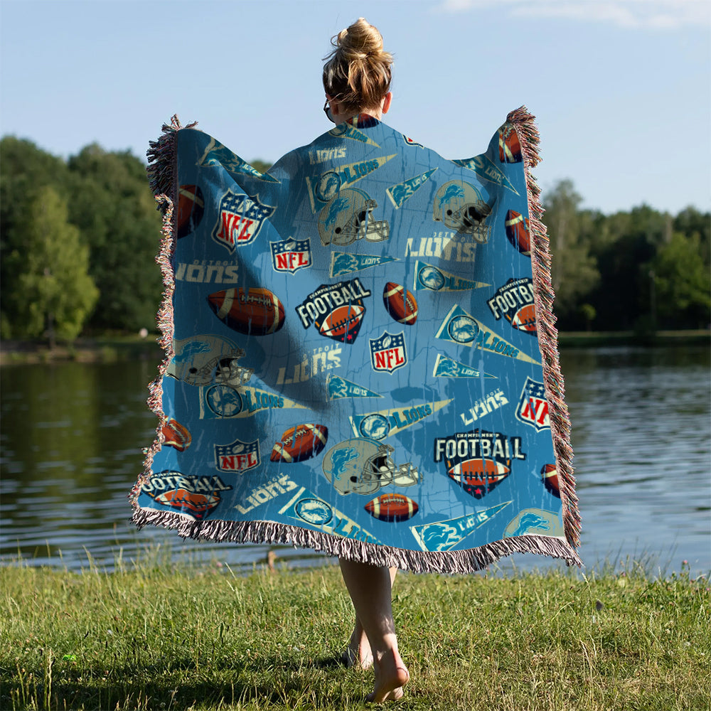 Detroit Lions Premium New Woven Throw Blanket AZCAWVB000166