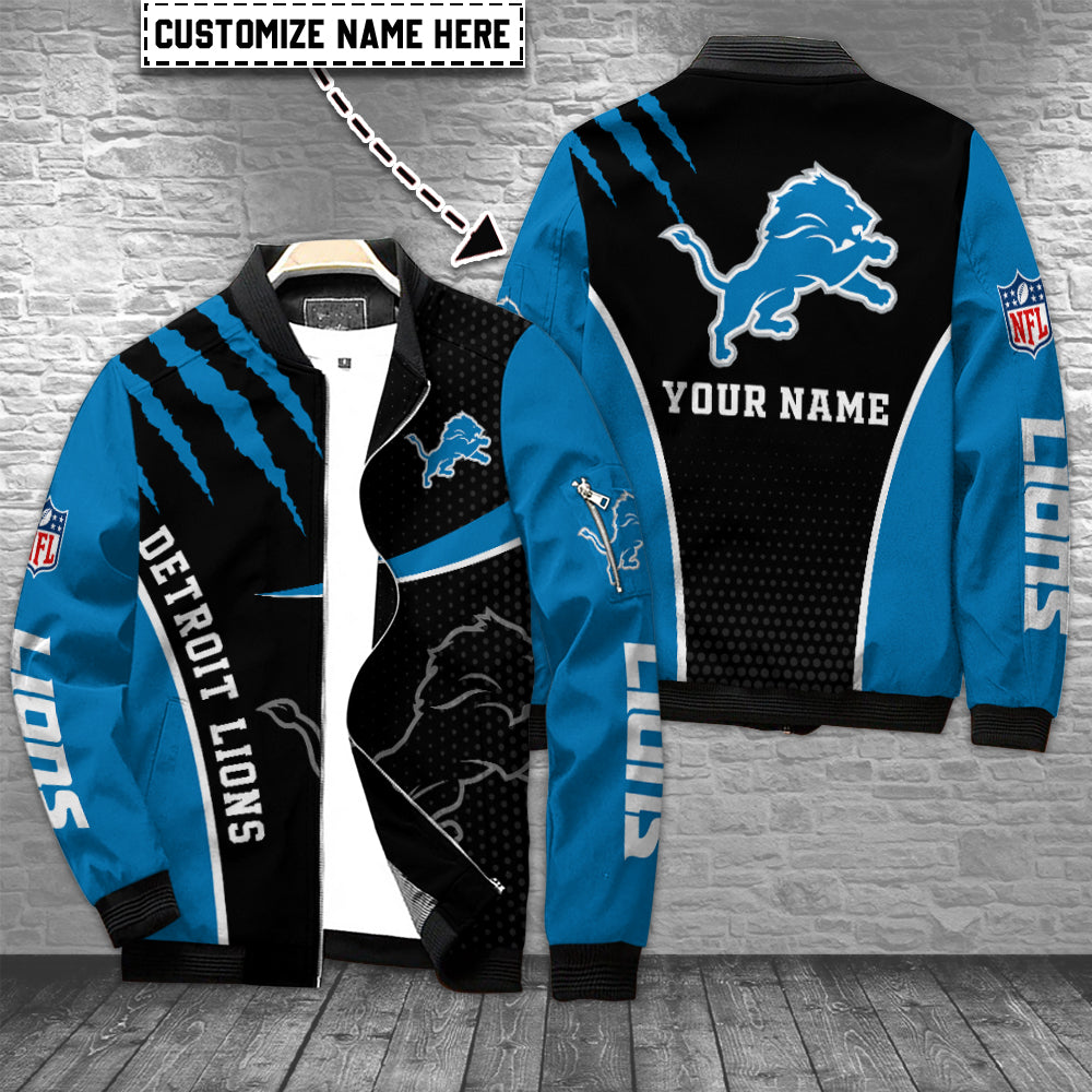 Detroit Lions Personalized Bomber Jacket AZCBJ087