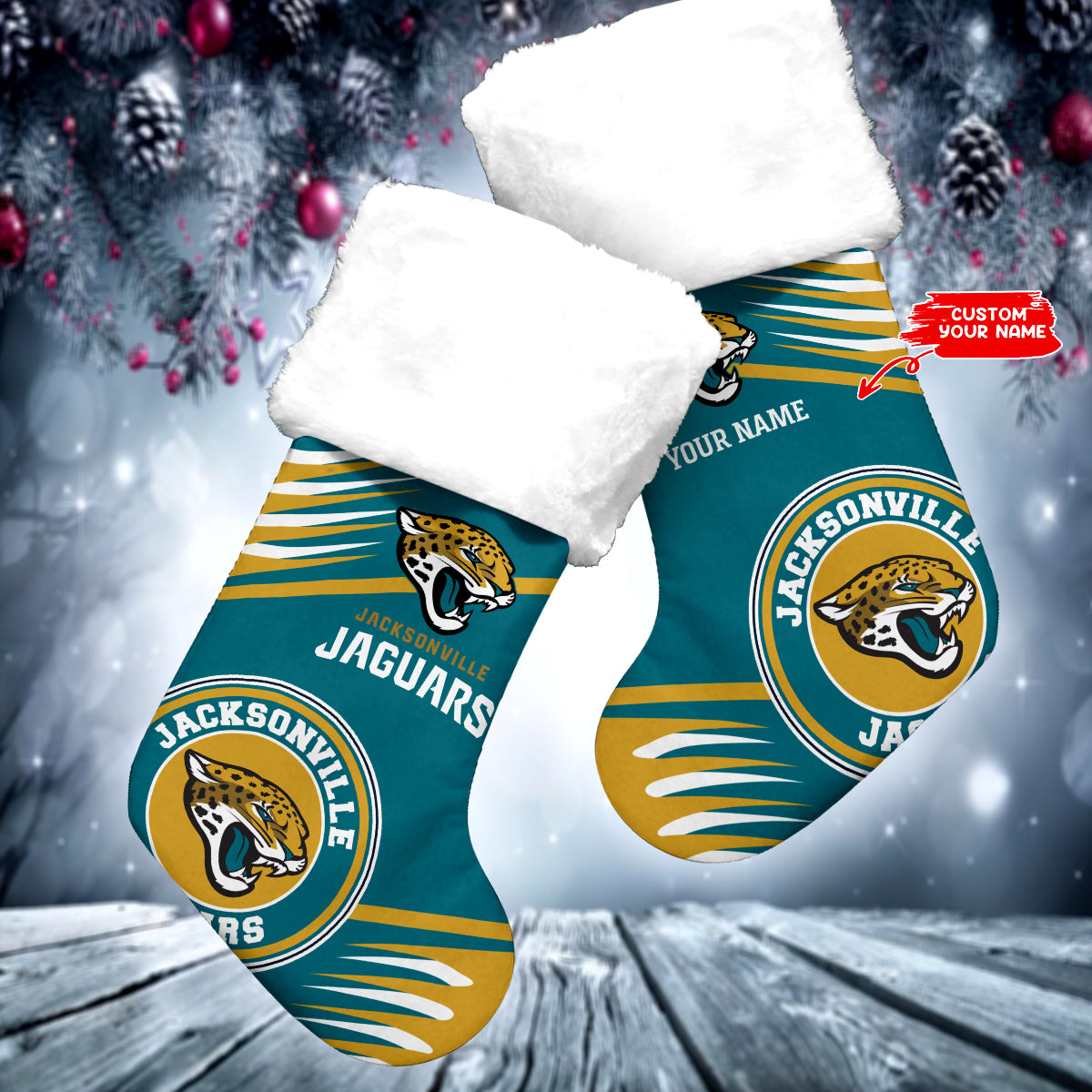 Jacksonville Jaguars Personalized Christmas Socks AZCCRMS003