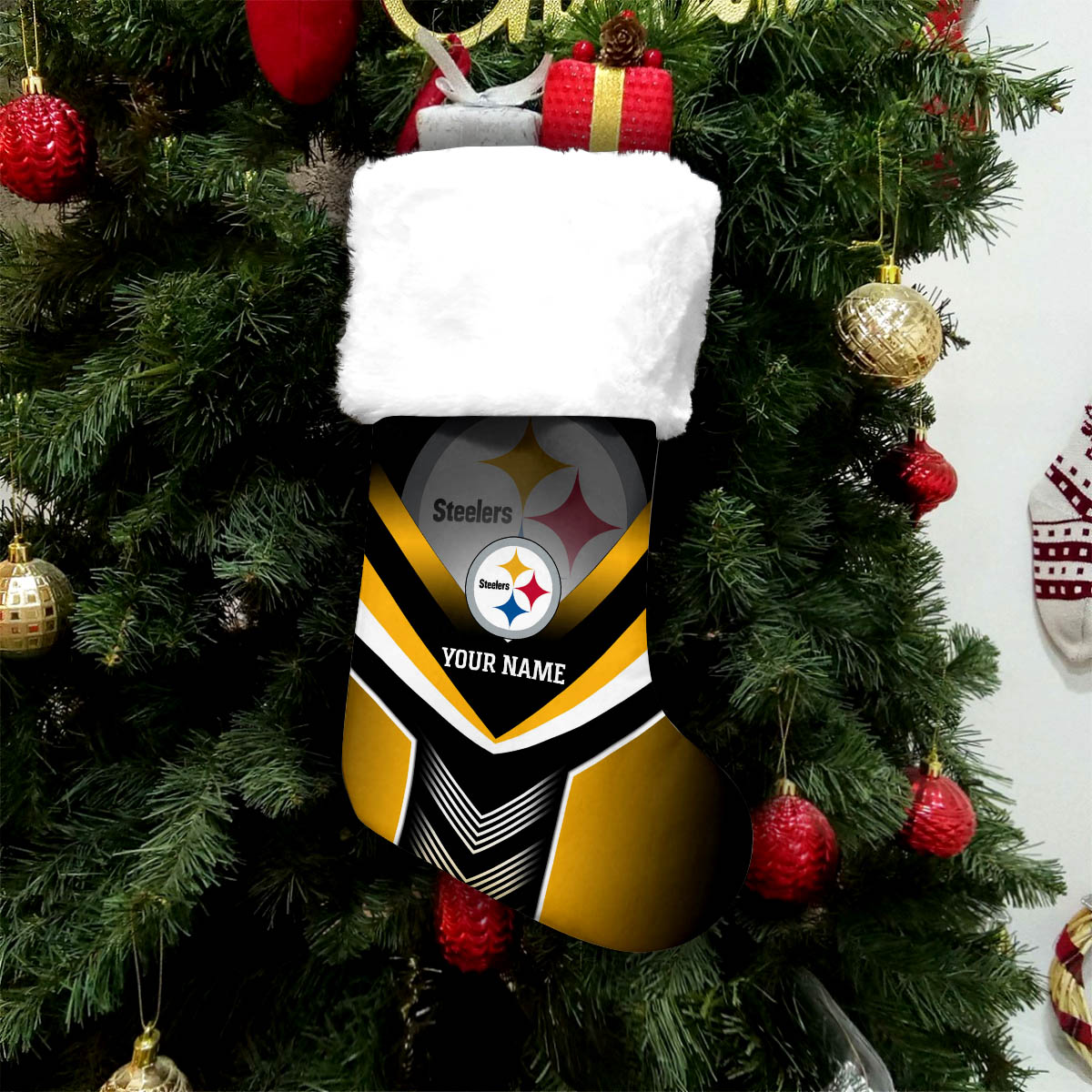 Pittsburgh Steelers Personalized Christmas Socks AZCCRMS022