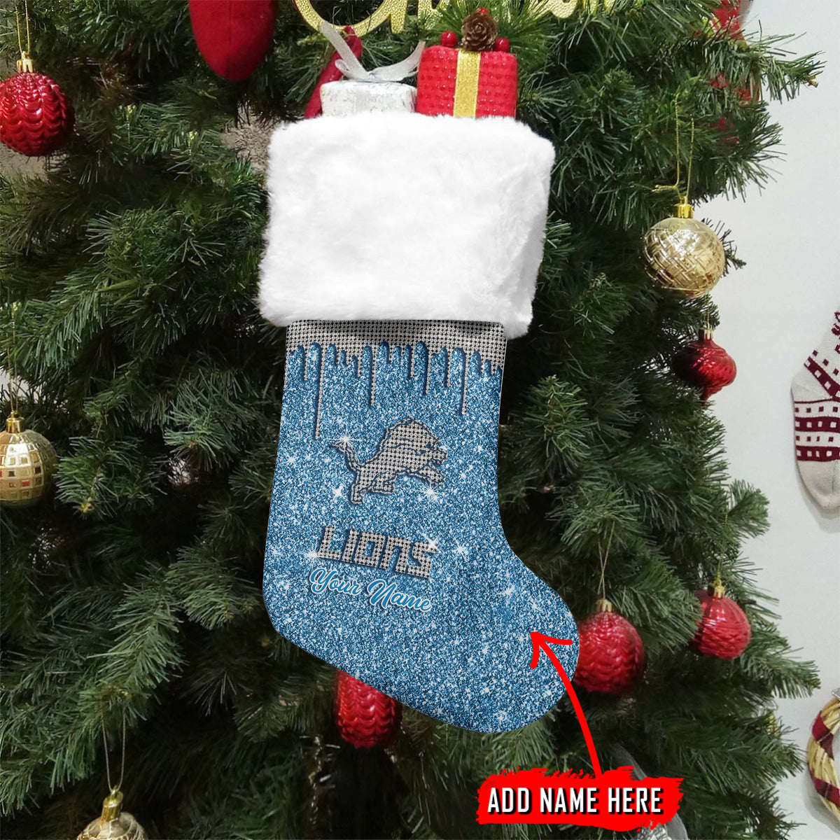 Detroit Lions Personalized Christmas Socks AZCCRMS028