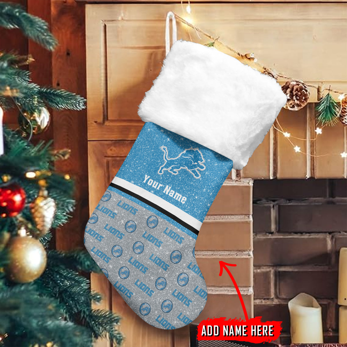Detroit Lions Personalized Christmas Socks AZCCRMS047