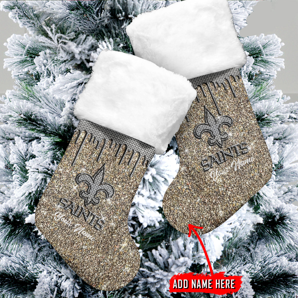 New Orleans Saints Personalized Christmas Socks AZCCRMS060