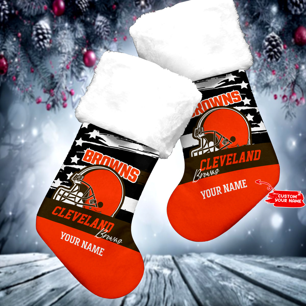 Cleveland Browns Personalized Christmas Socks AZCCRMS064
