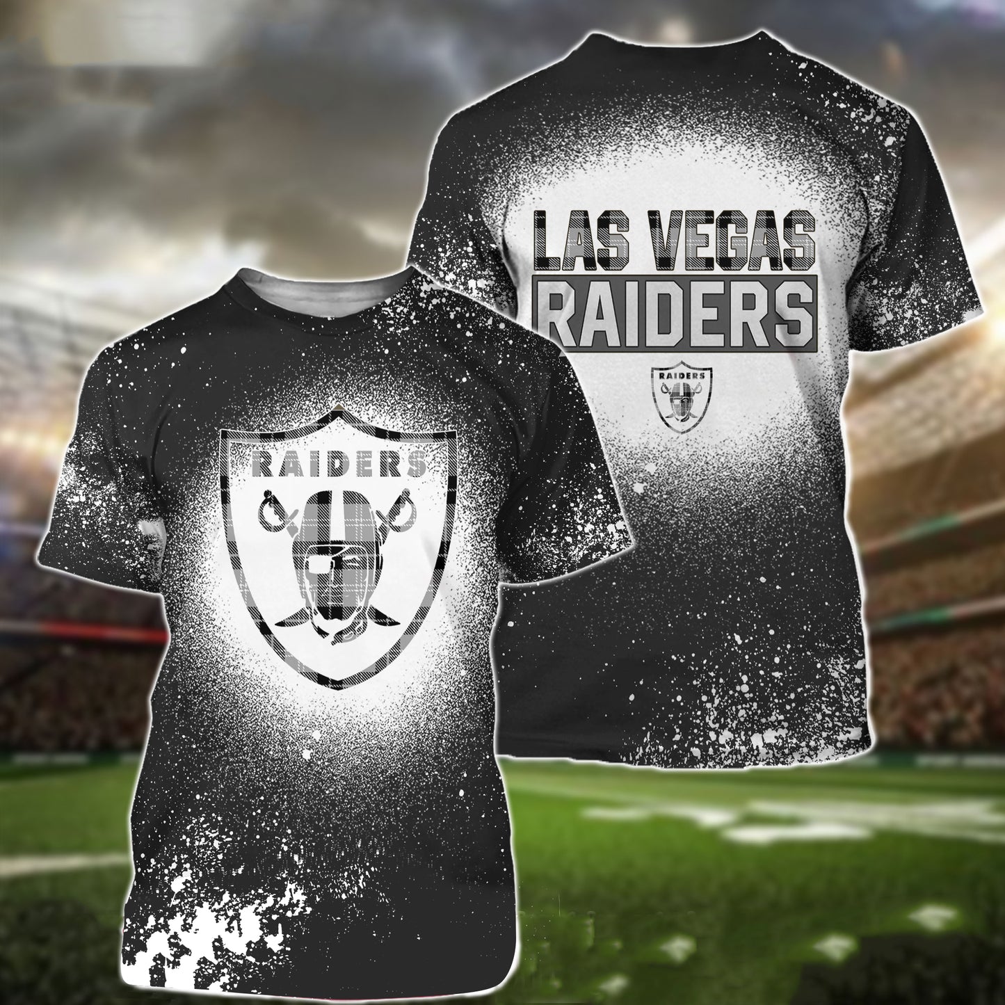 Las Vegas Raiders Plaid Bleached All Over Printed T-shirt Sweatshirt Hoodie AZCHD124
