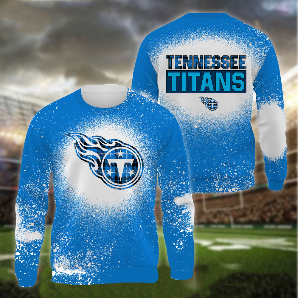 Tennessee Titans Plaid Bleached All Over Printed T-shirt Sweatshirt Hoodie AZCHD138
