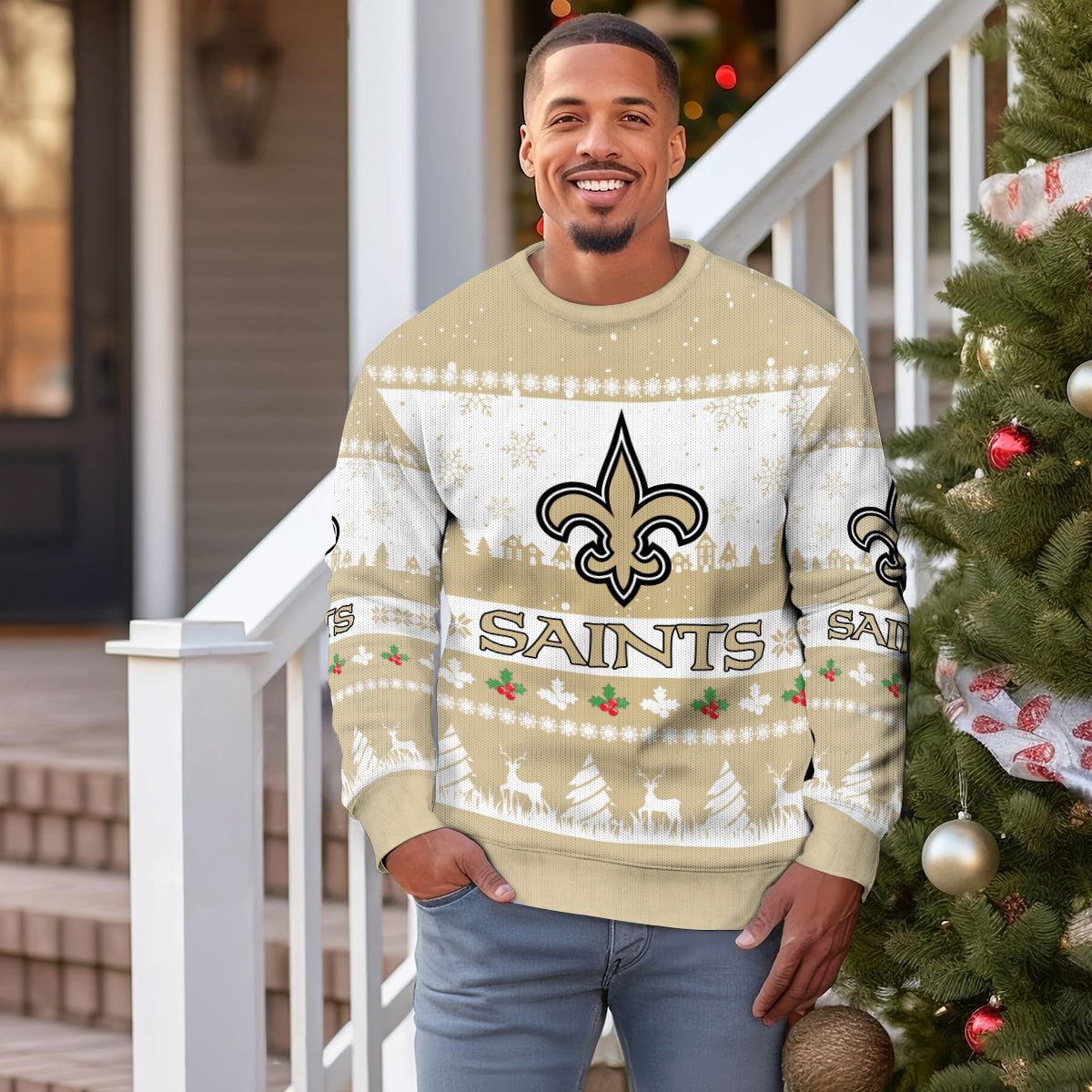 New Orleans Saints Premium Ugly Christmas Sweater Seasonal Edition AZDTUSW000138