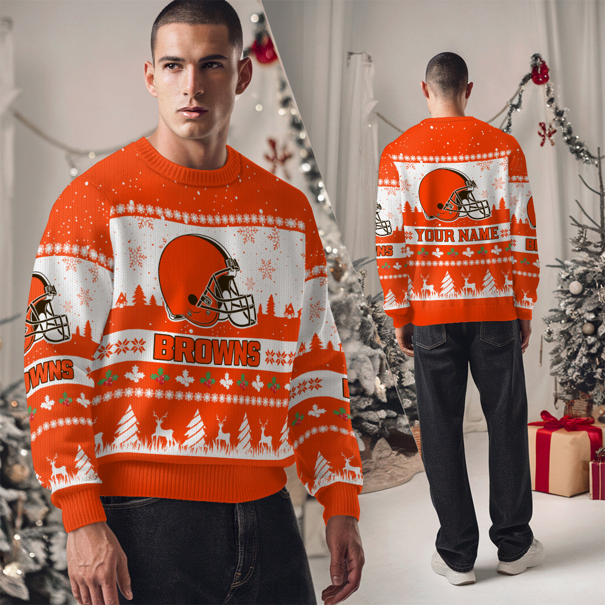 Cleveland Browns Premium Ugly Christmas Sweater Seasonal Edition AZDTUSW000148
