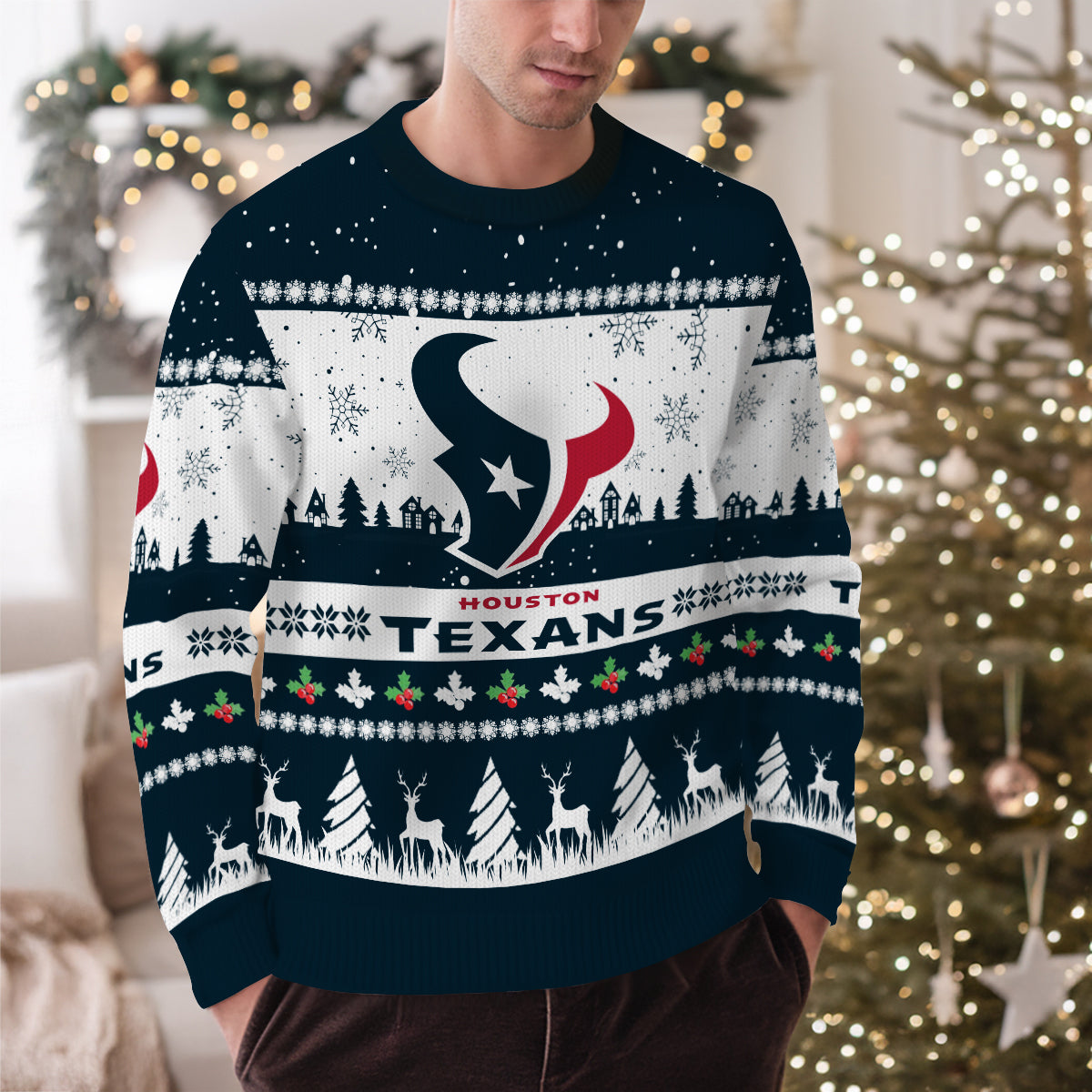 Houston Texans Premium Ugly Christmas Sweater Seasonal Edition AZDTUSW000150