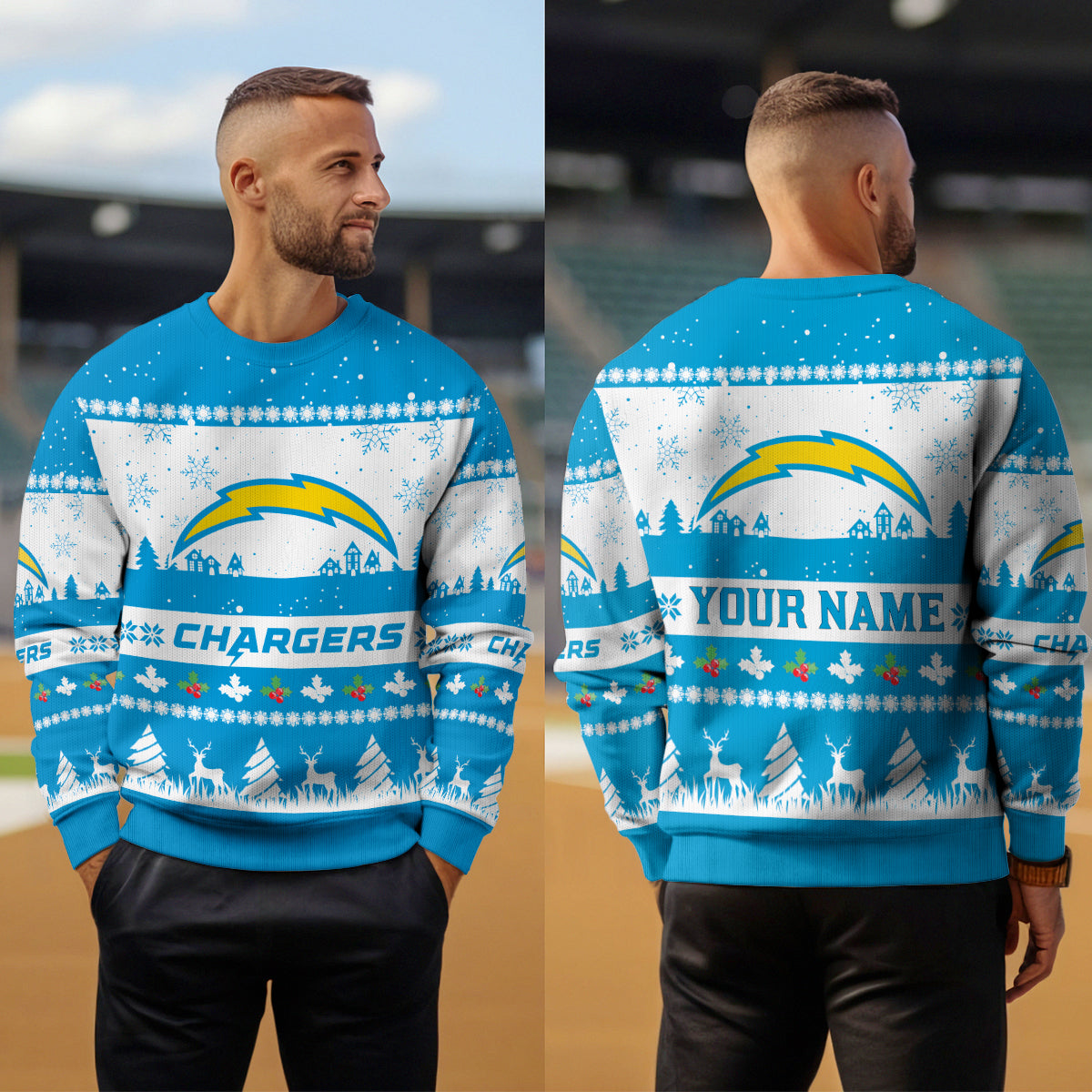 Los Angeles Chargers Premium Ugly Christmas Sweater Seasonal Edition AZDTUSW000155
