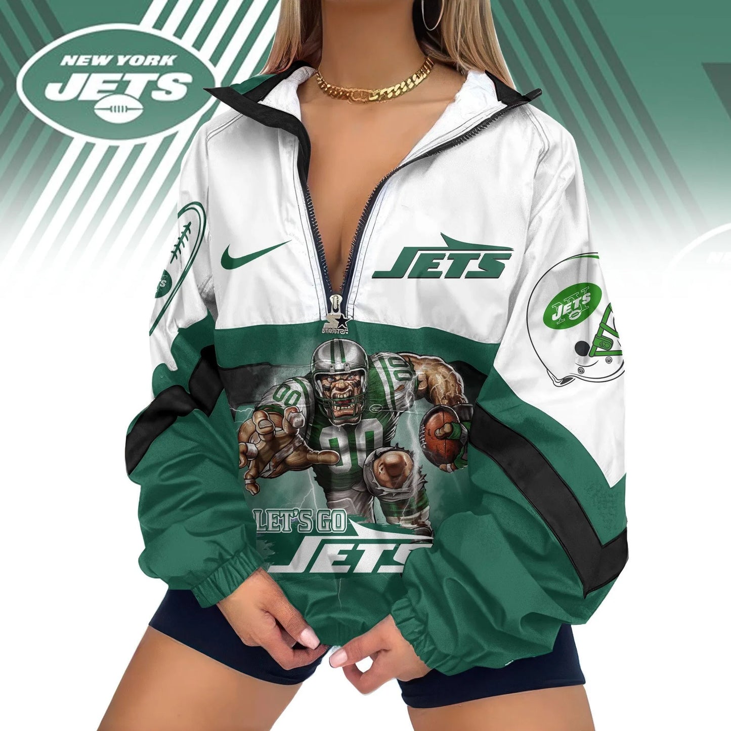 New York Jets Half-Zip Windbreaker Jacket EM25