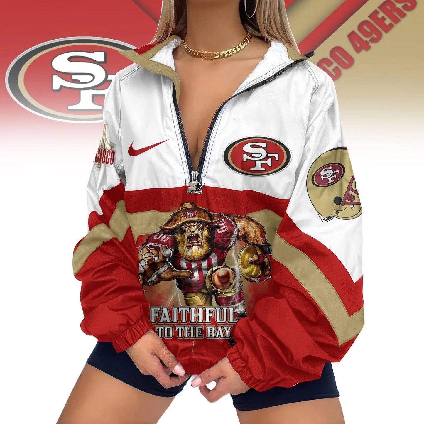 San Francisco 49ers Half-Zip Windbreaker Jacket EM28