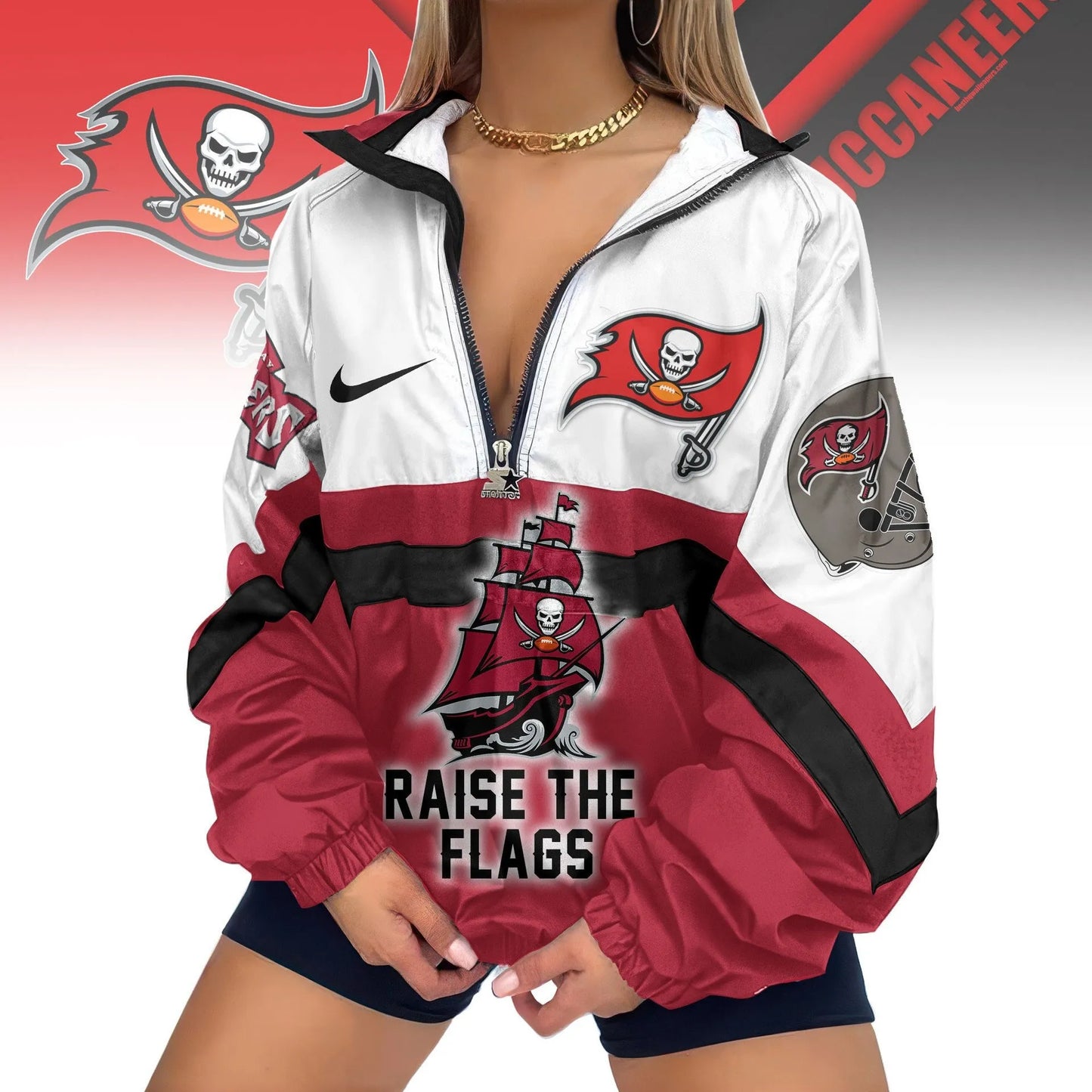 Tampa Bay Buccaneers Half-Zip Windbreaker Jacket EM30