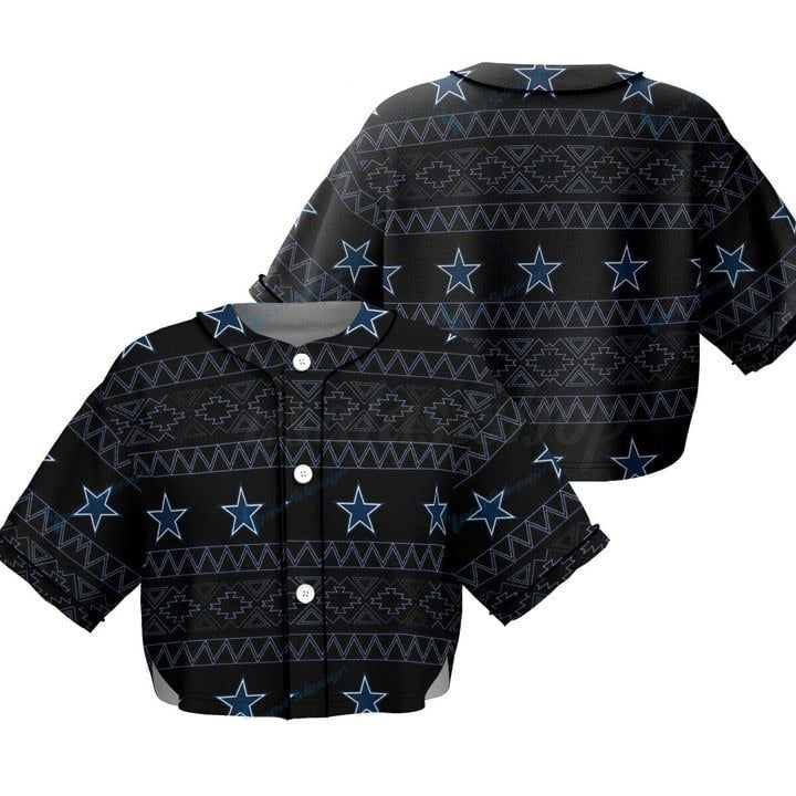 Dallas Cowboys Women Crop Top Baseball Jersey New Trending 2025 AZHACTBJ000013