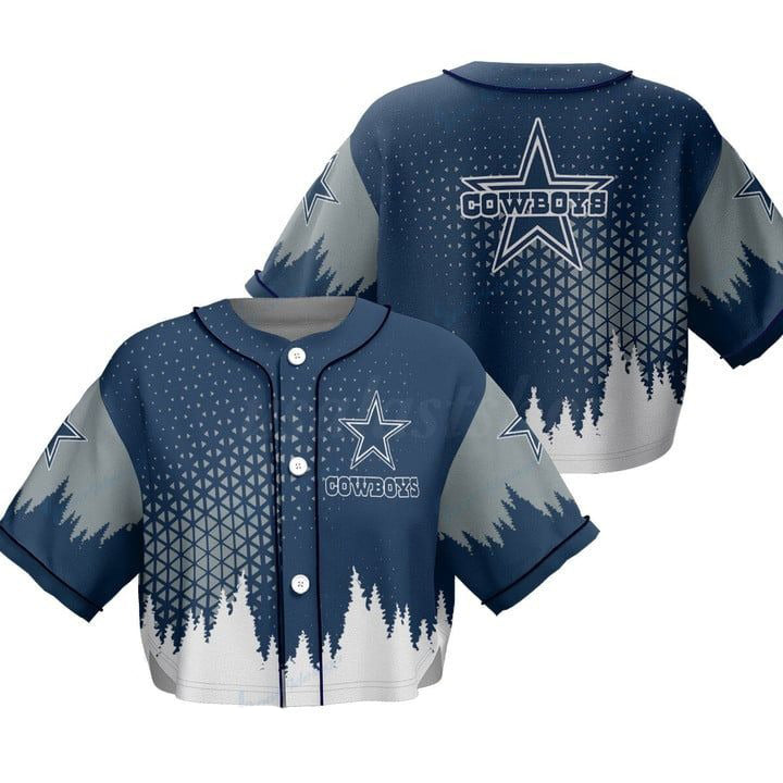 Dallas Cowboys Women Crop Top Baseball Jersey New Trending 2025 AZHACTBJ000018