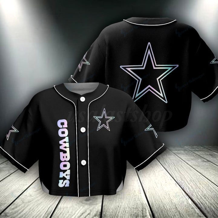 Dallas Cowboys Women Crop Top Baseball Jersey New Trending 2025 AZHACTBJ000020