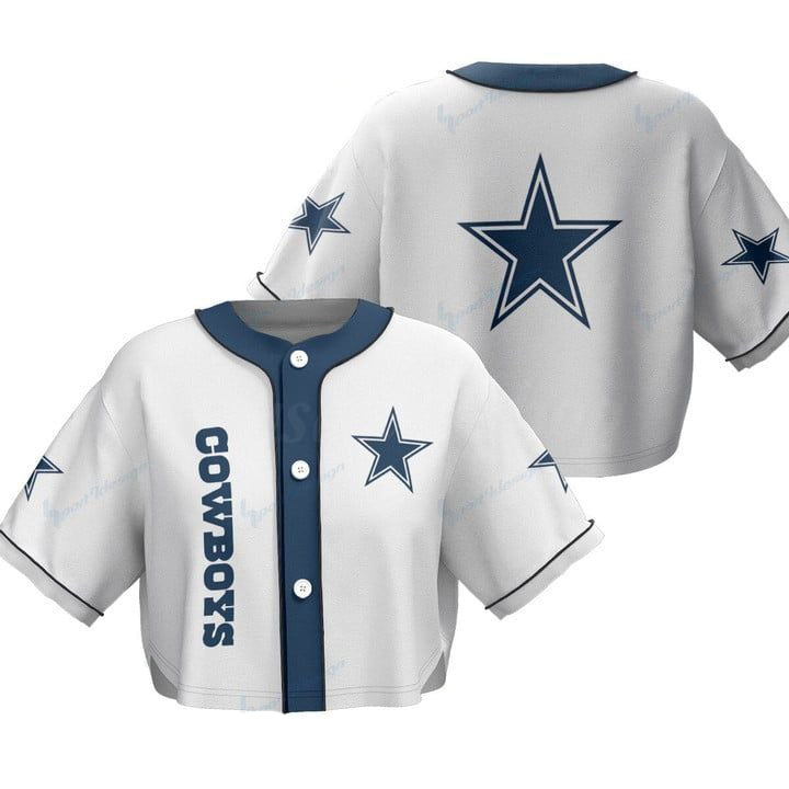 Dallas Cowboys Women Crop Top Baseball Jersey New Trending 2025 AZHACTBJ000022