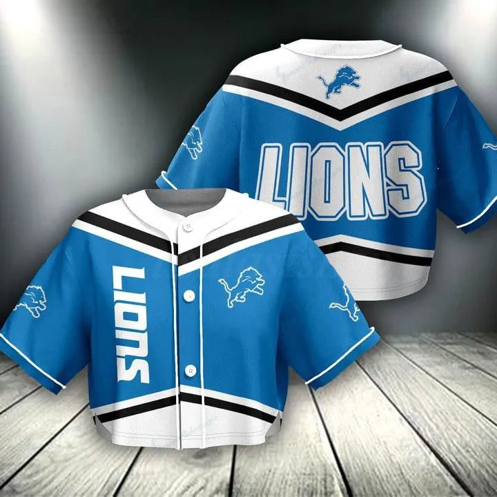 Detroit Lions Women Crop Top Baseball Jersey New Trending 2025 AZHACTBJ000028