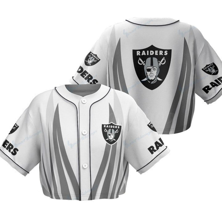 Las Vegas Raiders Women Crop Top Baseball Jersey New Trending 2025 AZHACTBJ000035