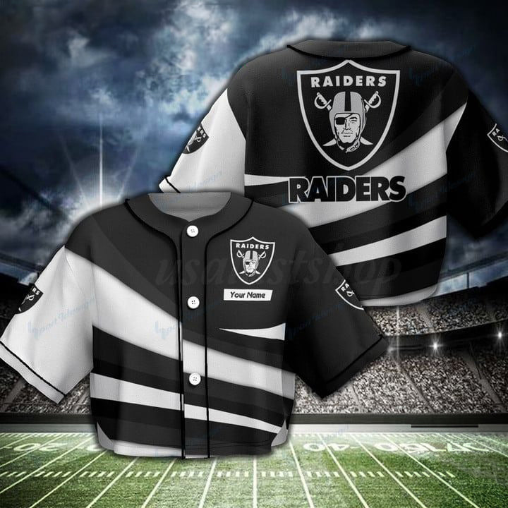 Las Vegas Raiders Women Crop Top Baseball Jersey New Trending 2025 AZHACTBJ000036