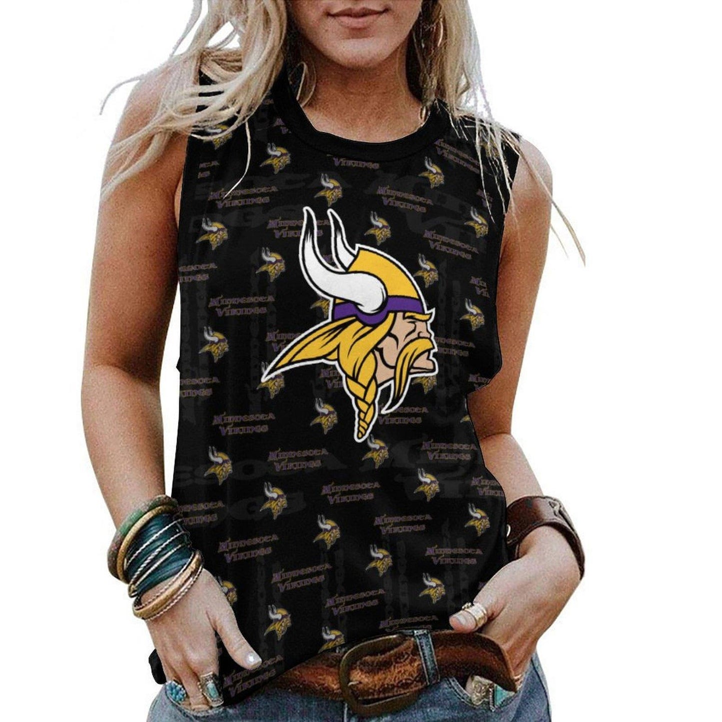 Minnesota Vikings Personalized American Football Loose Crew Neck Sleeveless AZHALCNS000012
