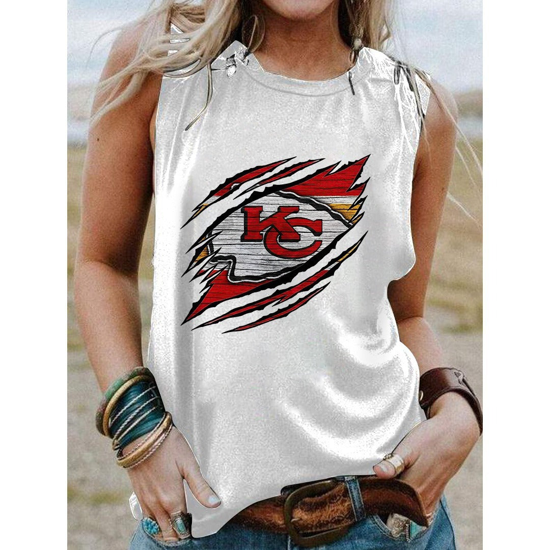 Kansas City Chiefs Personalized American Football Loose Crew Neck Sleeveless AZHALCNS000030