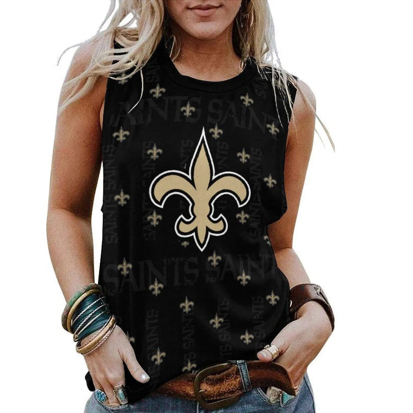 New Orleans Saints Personalized American Football Loose Crew Neck Sleeveless AZHALCNS000032