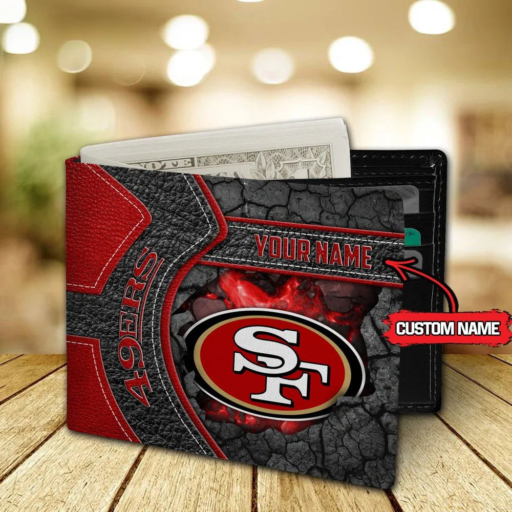 San Francisco 49ers Football Custom Name Men’s Classic Leather Wallet AZHAMW000008