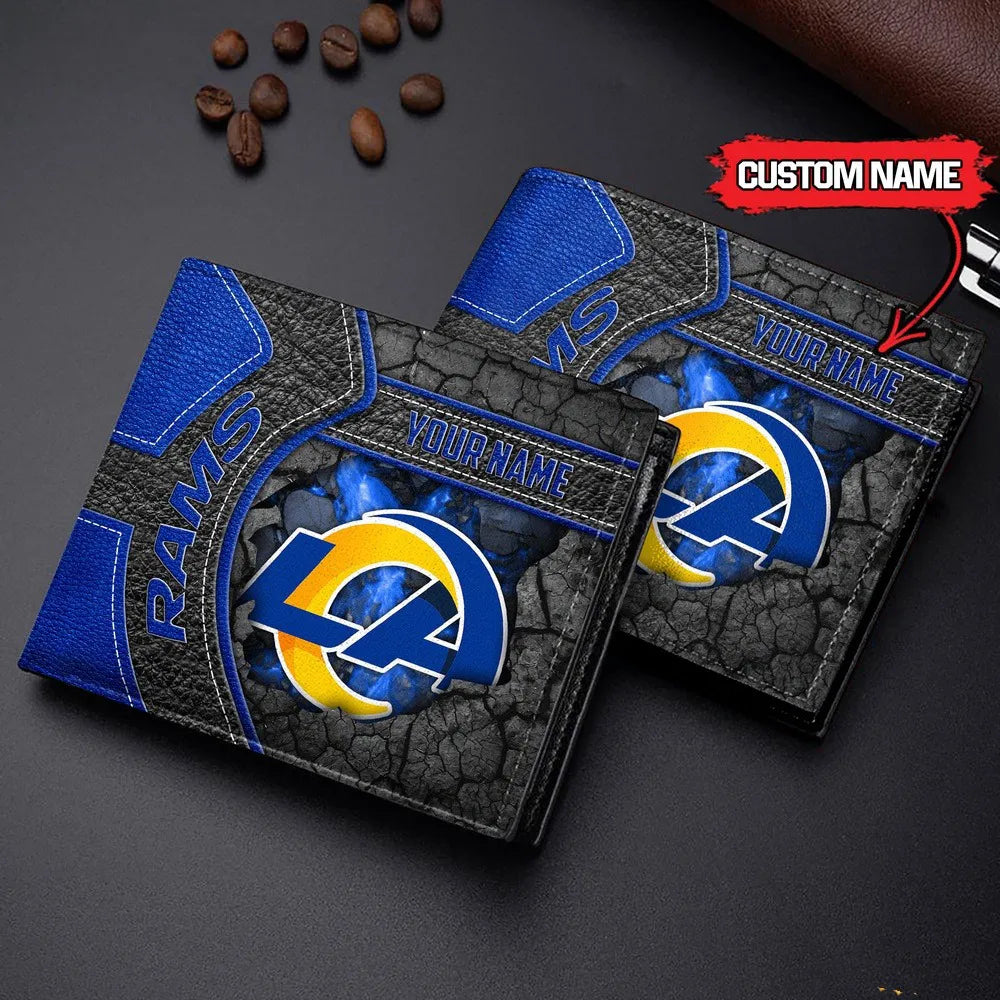 Los Angeles Rams Football Custom Name Men’s Classic Leather Wallet AZHAMW000021