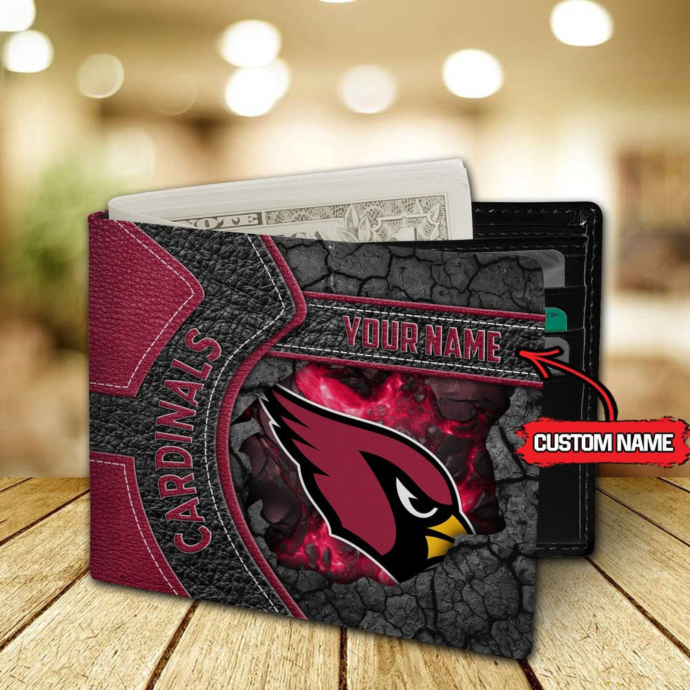 Arizona Cardinals Football Custom Name Men’s Classic Leather Wallet AZHAMW000031