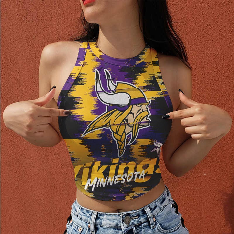 Minnesota Vikings Casual Style Printed Women Halter Neck Crop Top AZHAWHNC000020