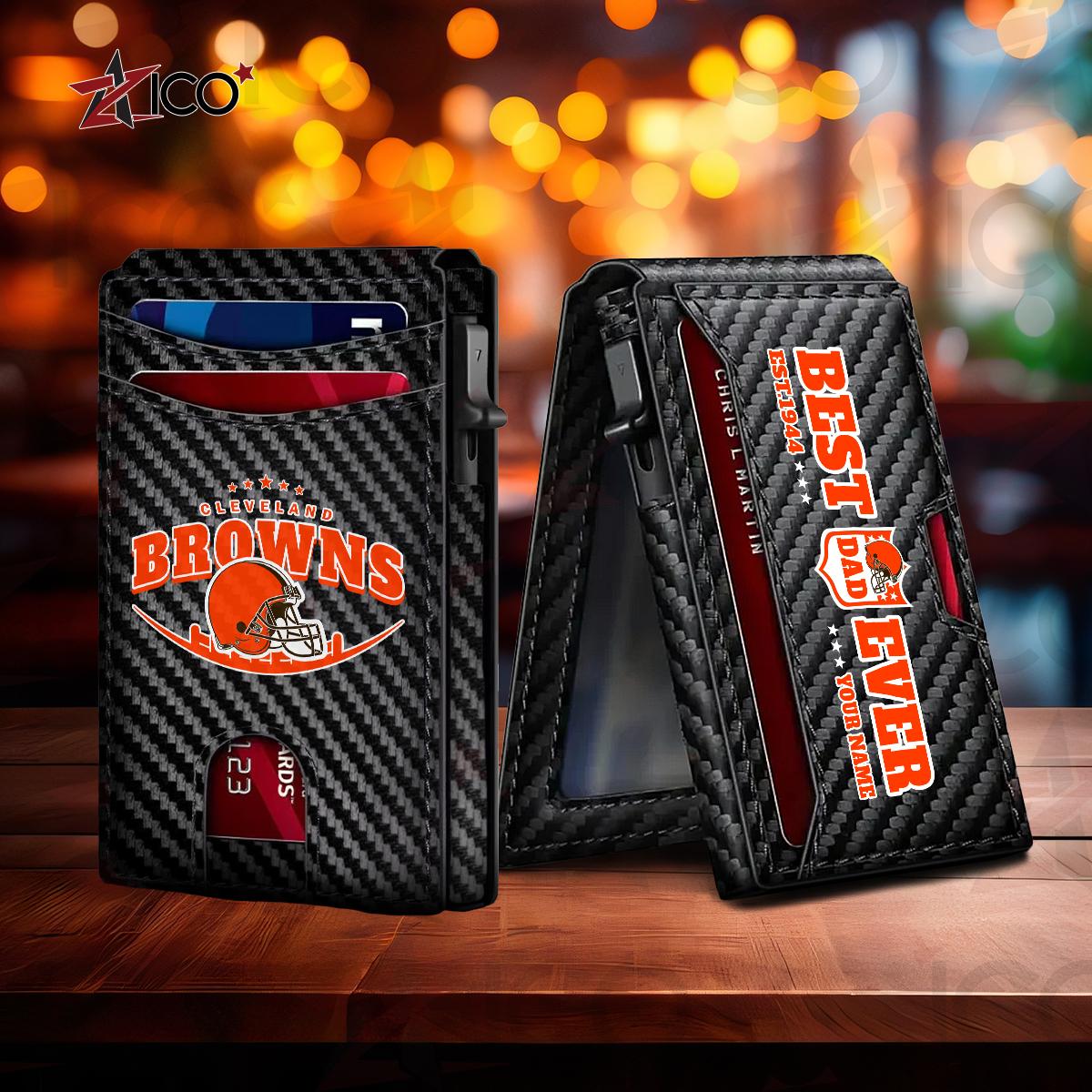 Cleveland Browns Leather Card Holder Trending 2025 Farther’s Day AZHG2DCH000008