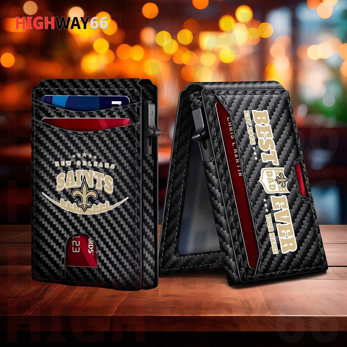 New Orleans Saints Leather Card Holder Trending 2025 Farther’s Day AZHG2DCH000023