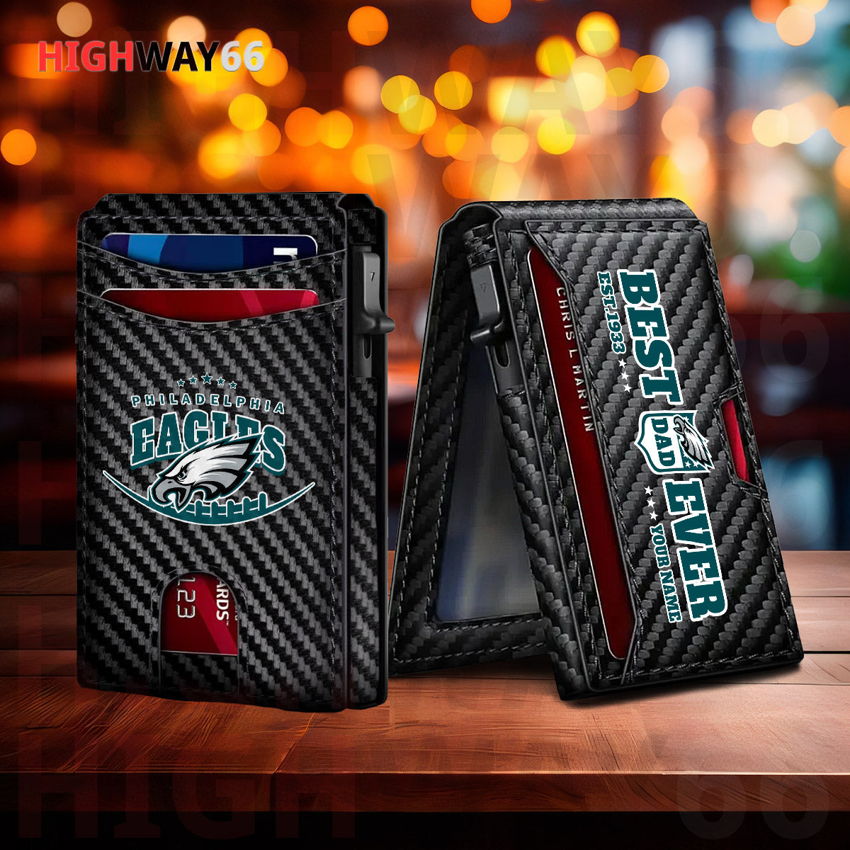 Philadelphia Eagles Leather Card Holder Trending 2025 Farther’s Day AZHG2DCH000026