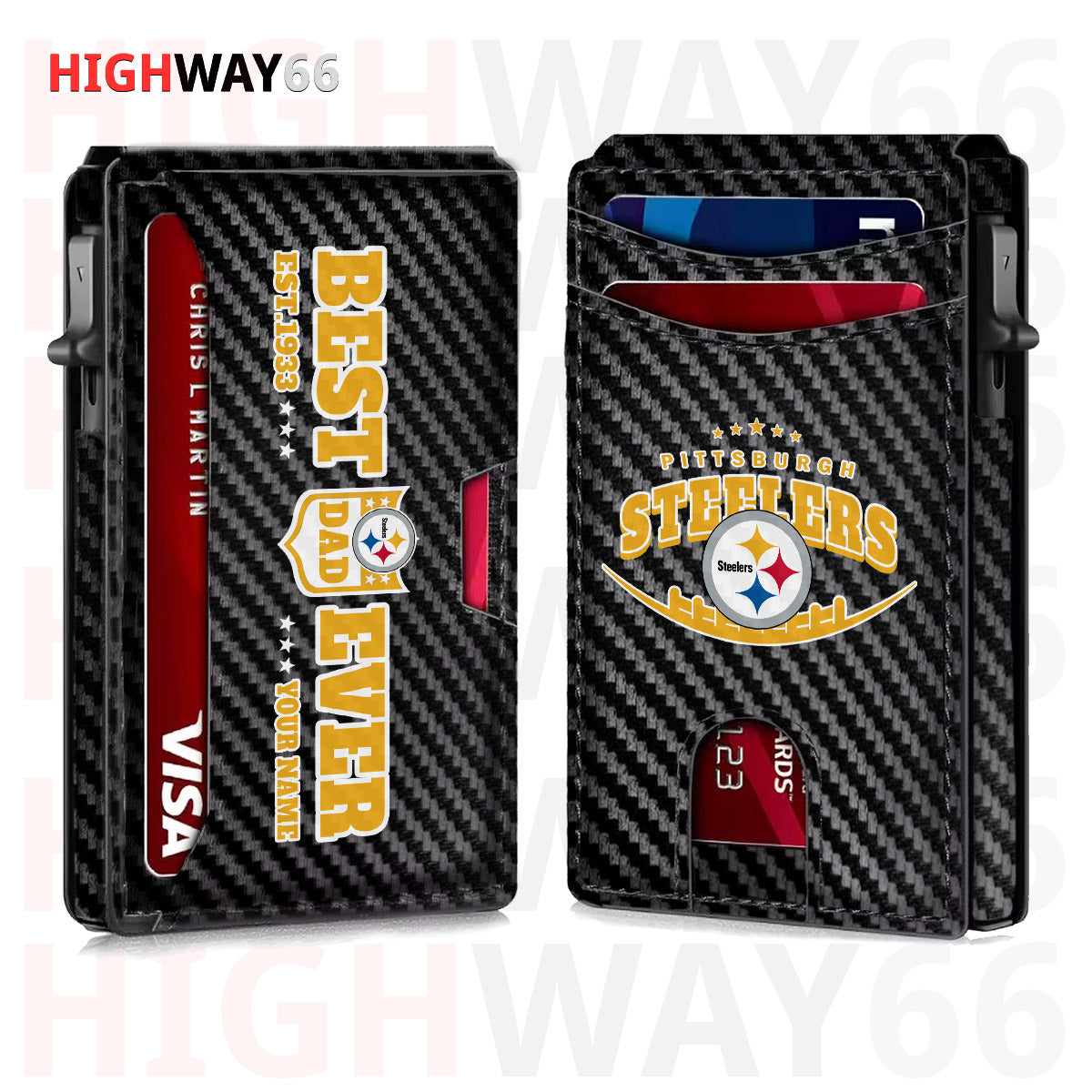 Pittsburgh Steelers Leather Card Holder Trending 2025 Farther’s Day AZHG2DCH000027