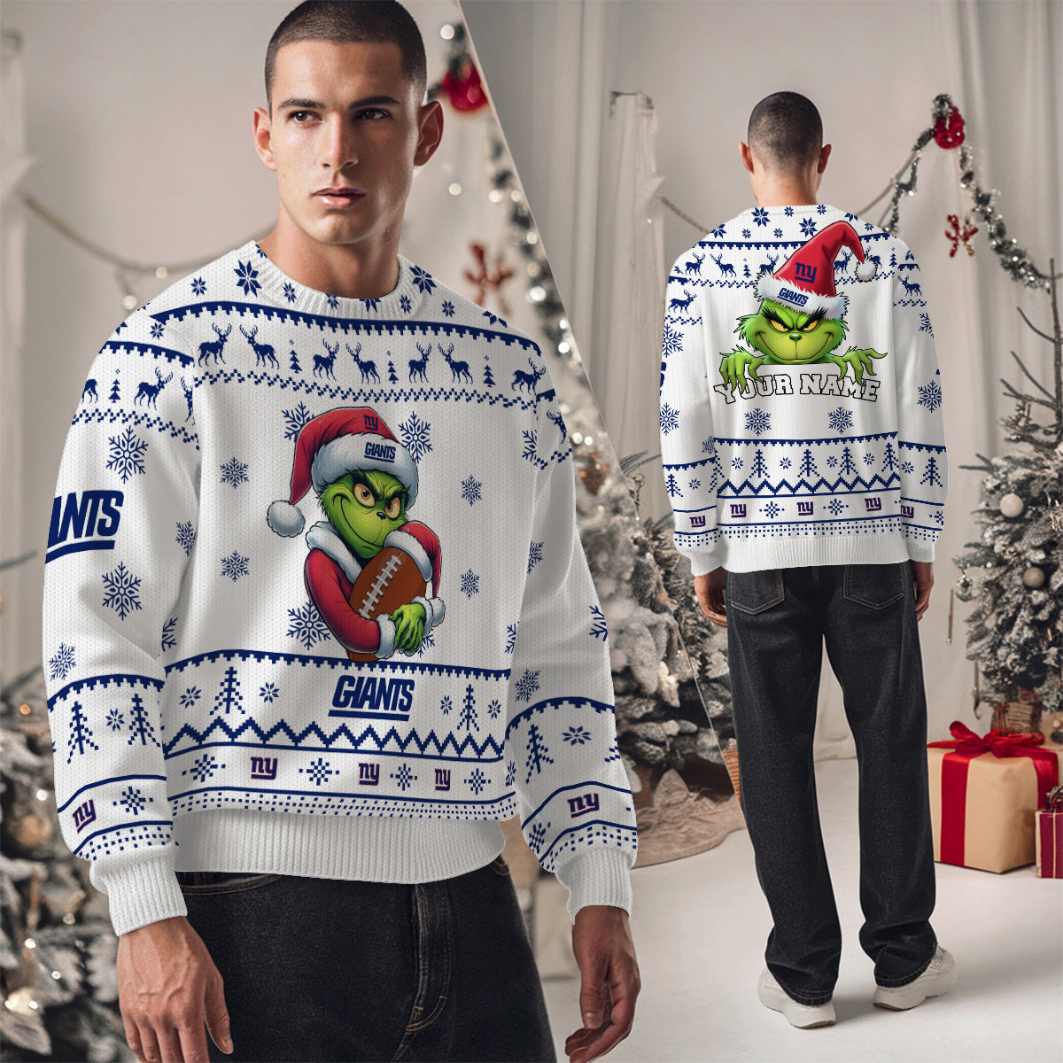 New York Giants Premium Ugly Christmas Sweater Limited Edition AZHGUSW000011White
