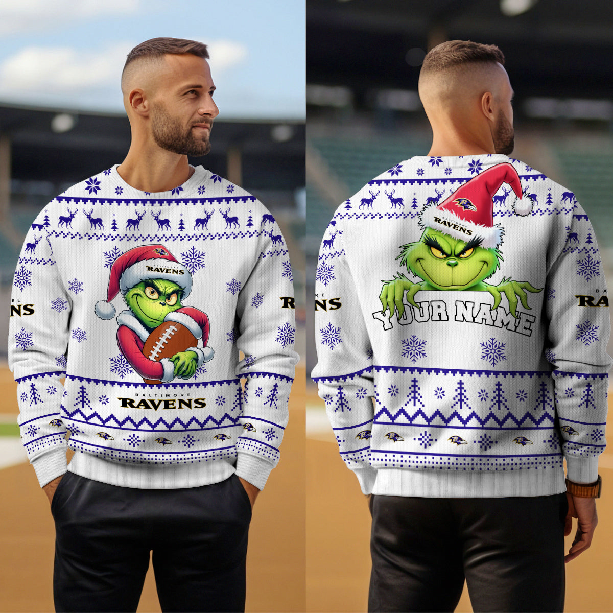 Baltimore Ravens Premium Ugly Christmas Sweater Limited Edition AZHGUSW000017White