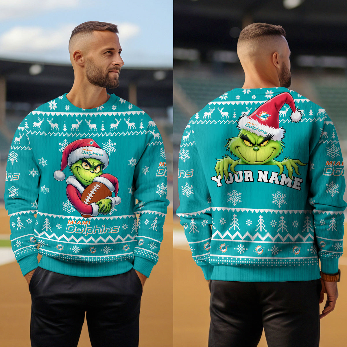 Miami Dolphins Premium Ugly Christmas Sweater Limited Edition AZHGUSW000028TeamColor