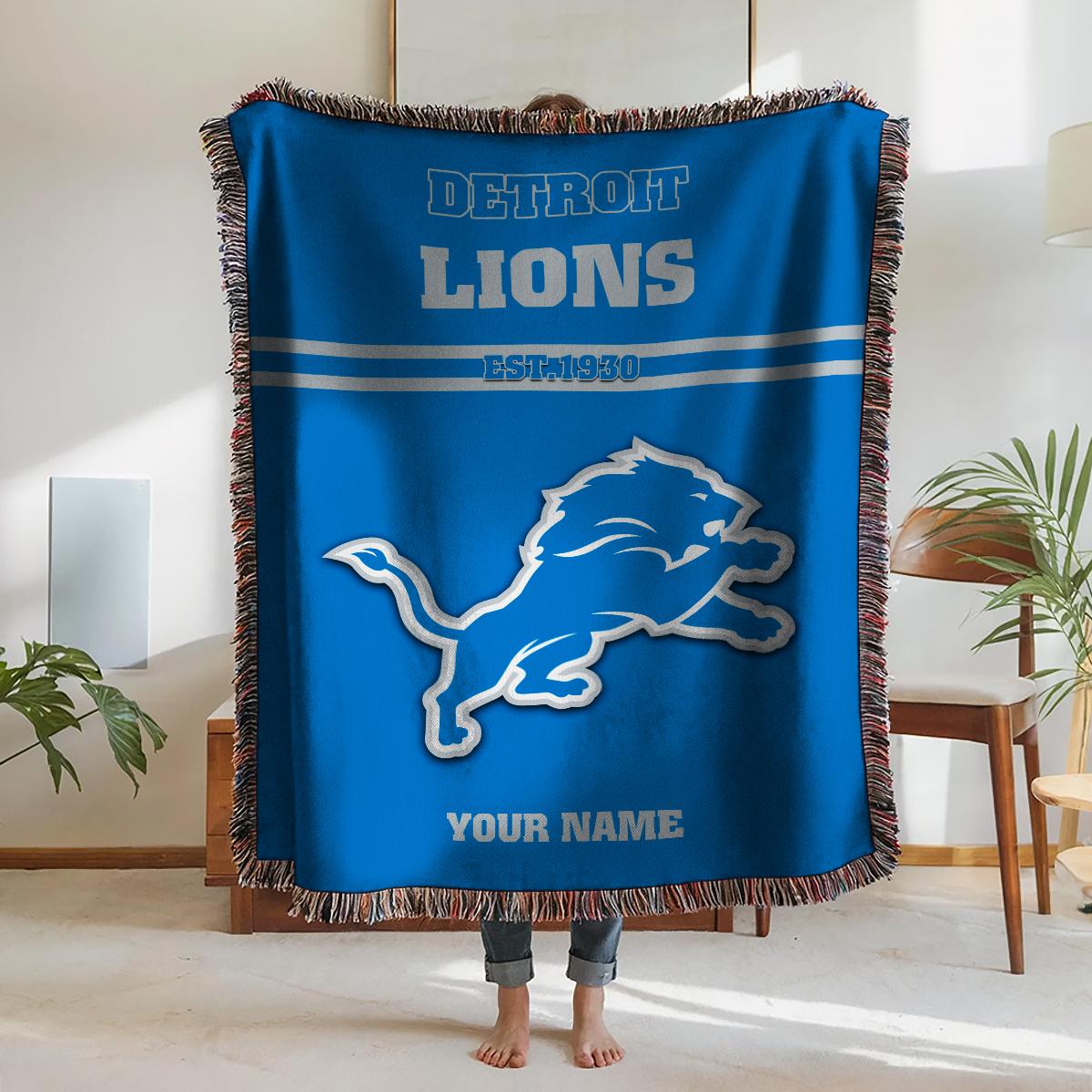 Detroit Lions Premium New Woven Throw Blanket AZHGWVB00006