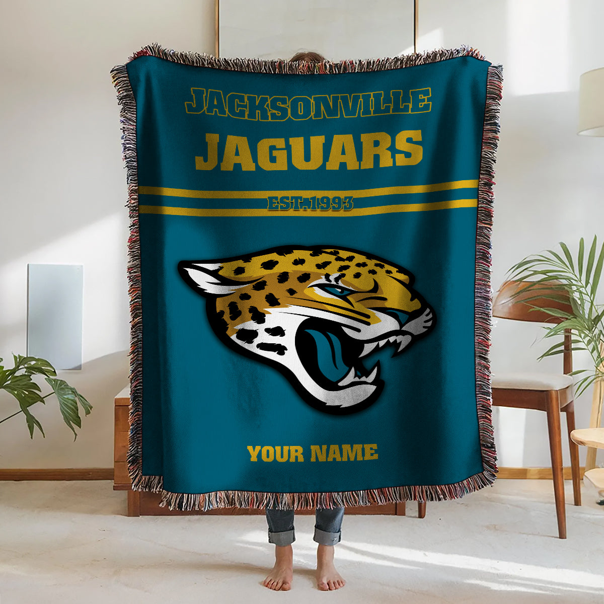 Jacksonville Jaguars Premium New Woven Throw Blanket AZHGWVB00024