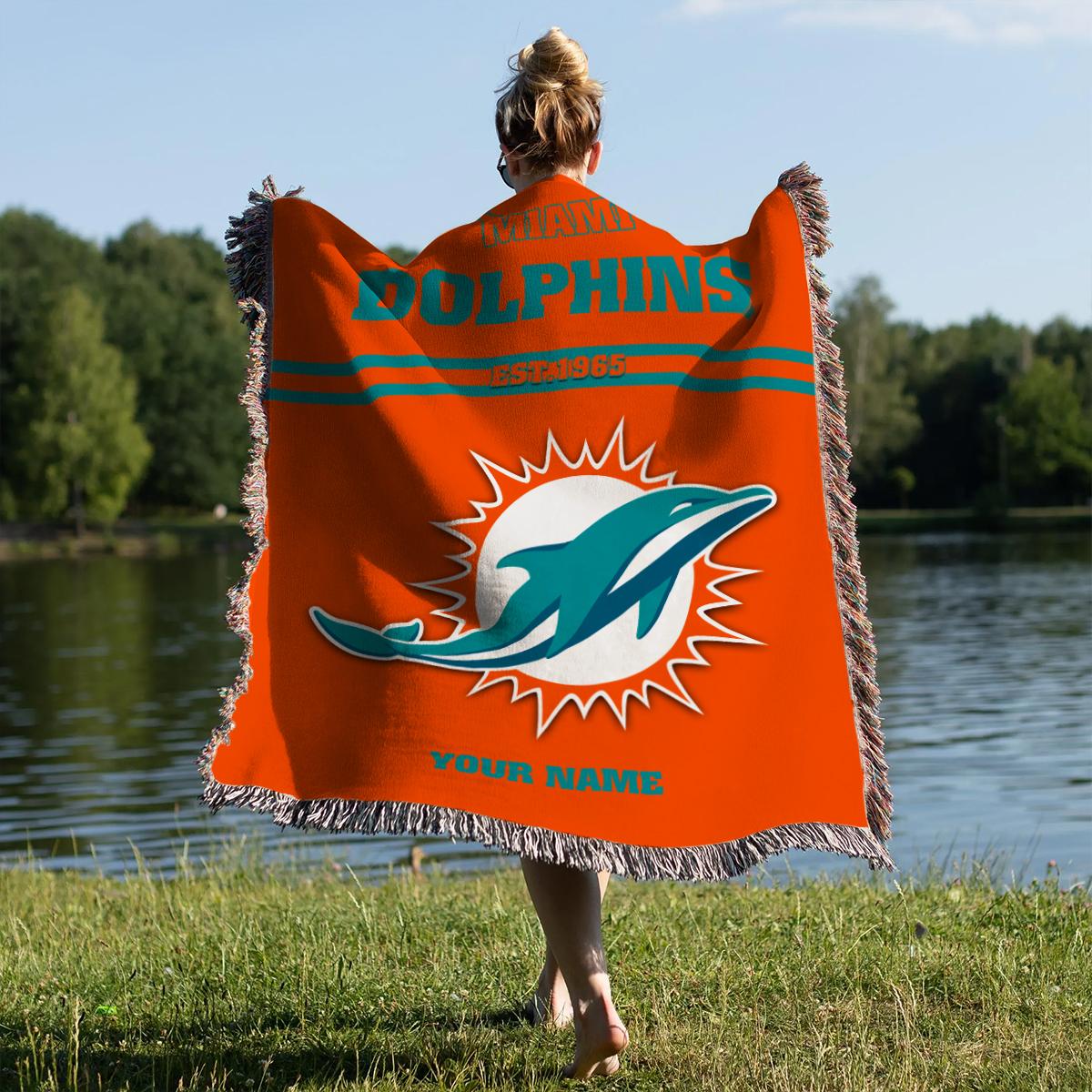 Miami Dolphins Premium New Woven Throw Blanket AZHGWVB00028