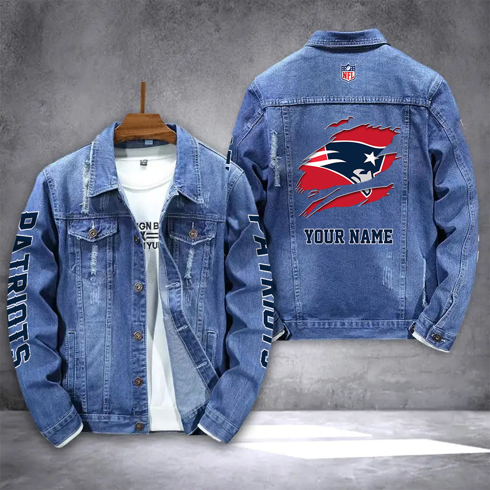 New England Patriots Personalized New Denim Jacket AZICOTADJ00004