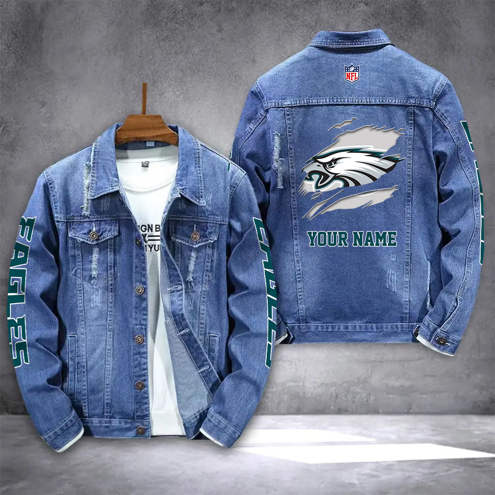 Philadelphia Eagles Personalized New Denim Jacket AZICOTADJ00024