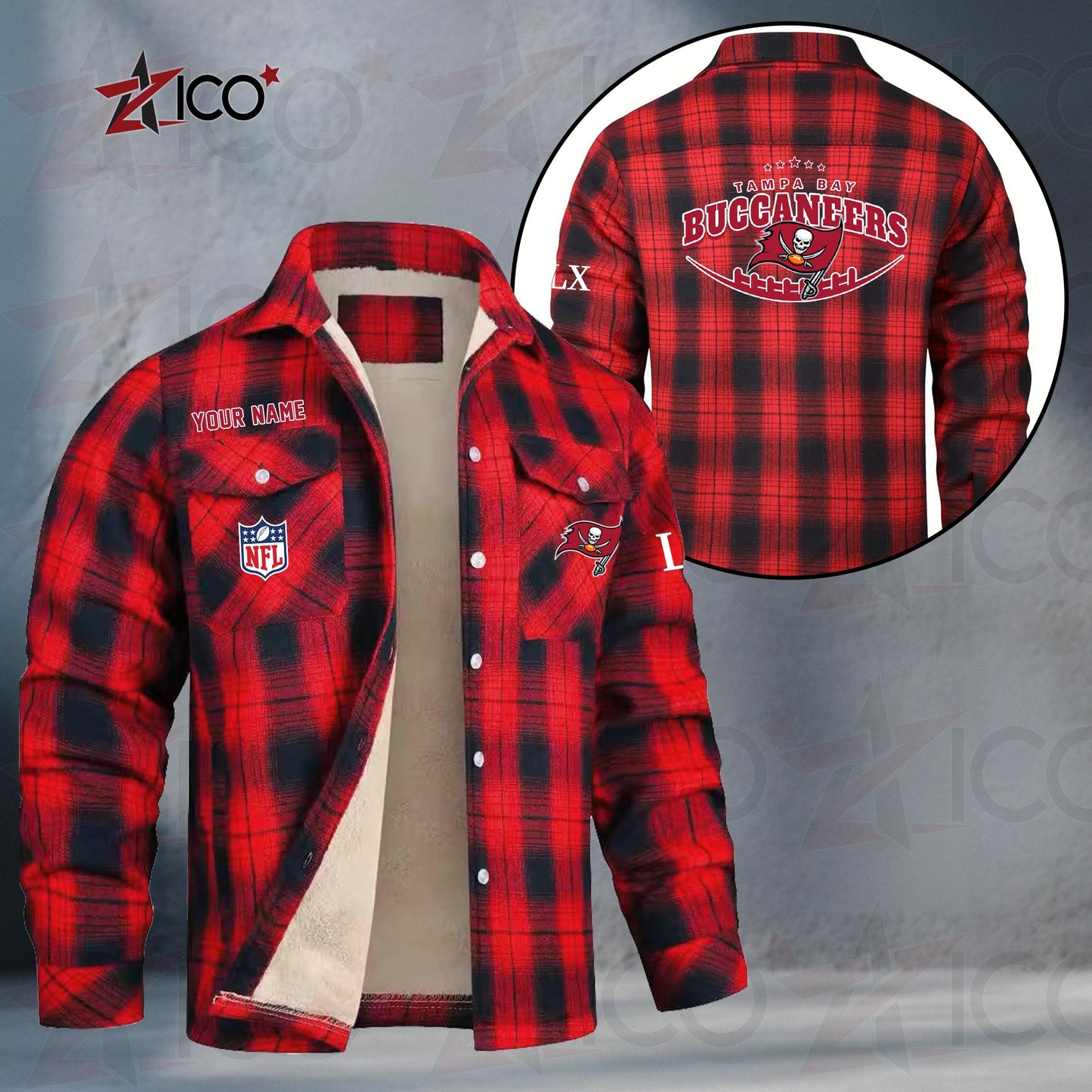 Tampa Bay Buccaneers Fleece Flannel Plaid Jacket MN30