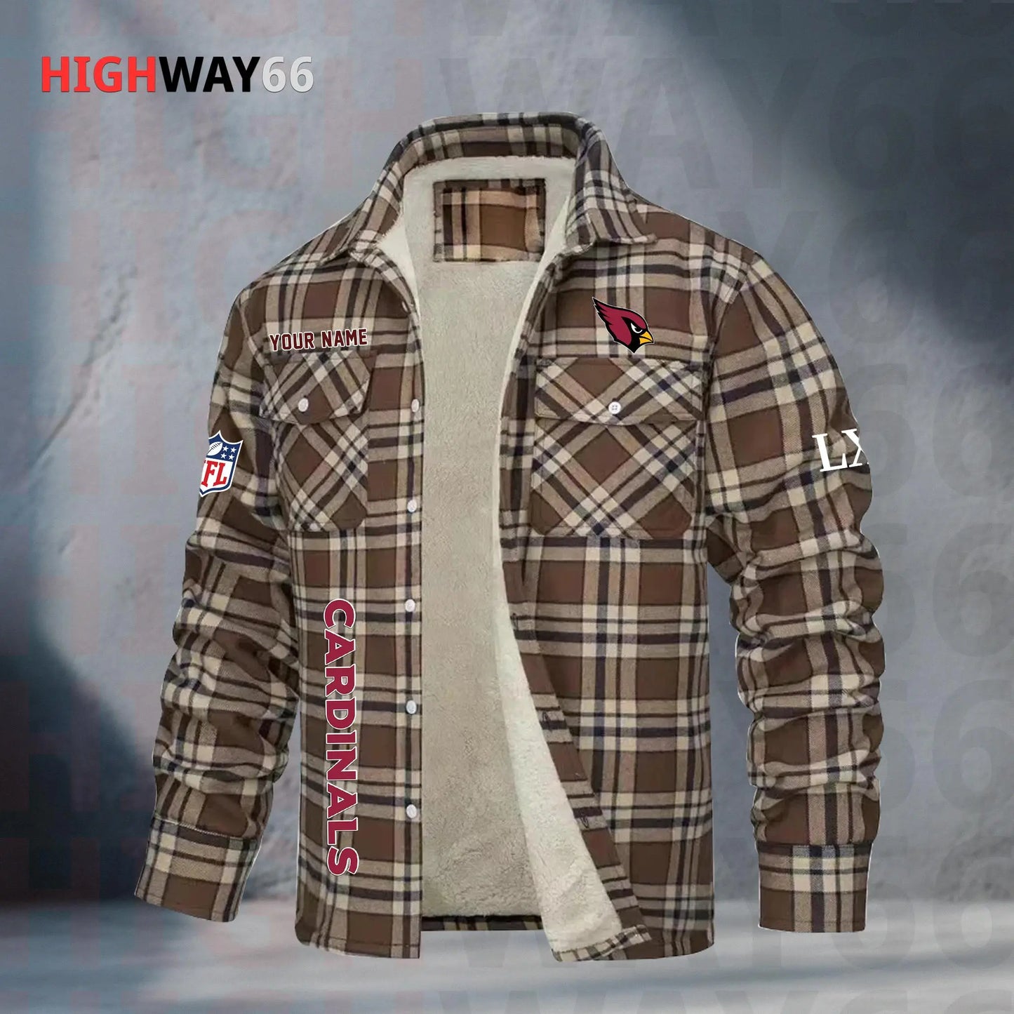 Arizona Cardinals Fleece Flannel Plaid Jacket MN65