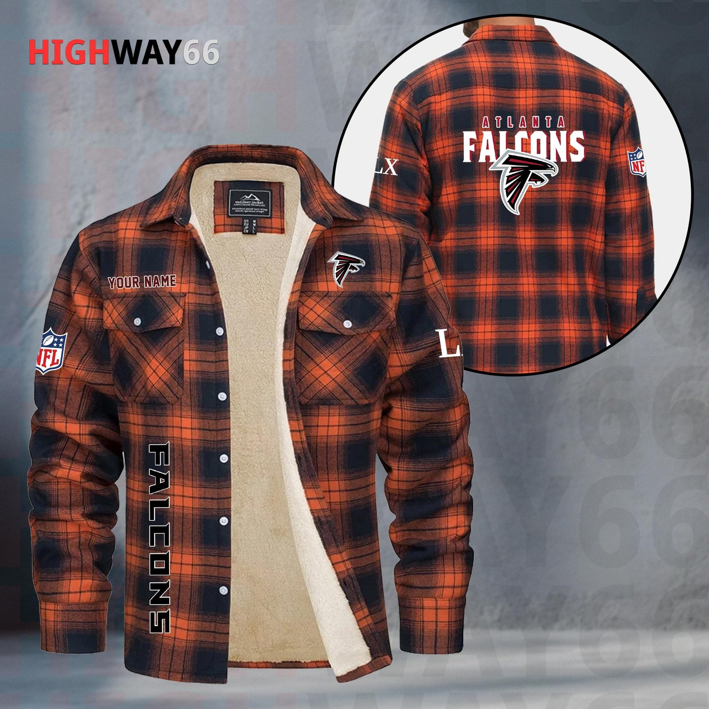 Atlanta Falcons Fleece Flannel Plaid Jacket MN66