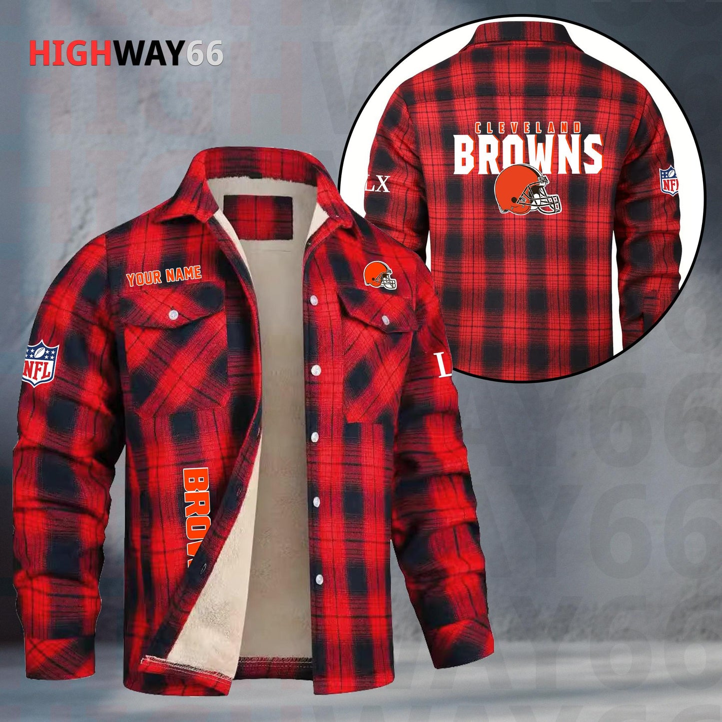 Cleveland Browns Fleece Flannel Plaid Jacket MN72