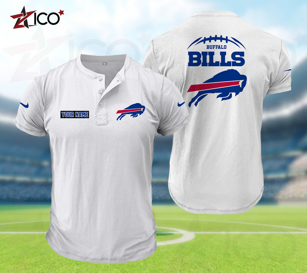 Buffalo Bills Henley Short Sleeve T-Shirt Trending 2025 AZMN2DHS000004