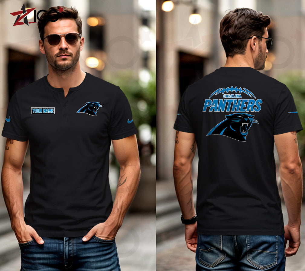 Carolina Panthers Henley Short Sleeve T-Shirt Trending 2025 AZMN2DHS000005
