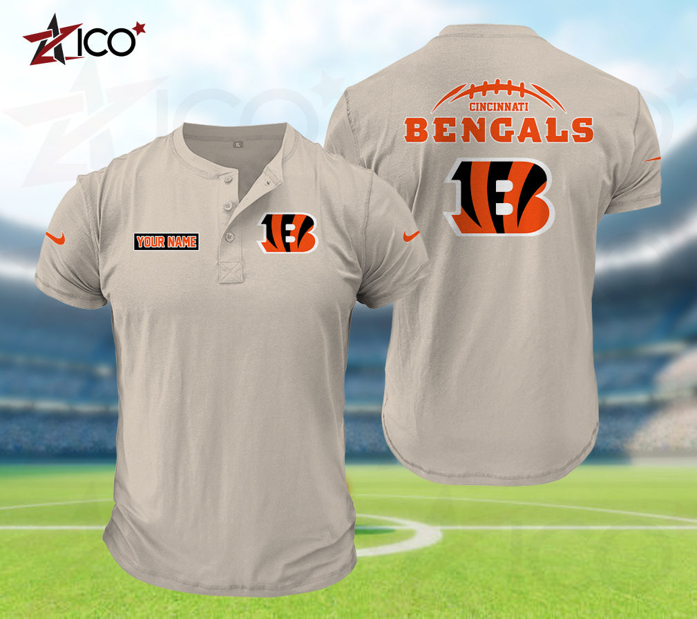 Cincinnati Bengals Henley Short Sleeve T-Shirt Trending 2025 AZMN2DHS000007